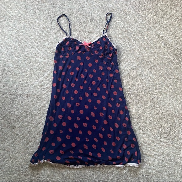Cynthia Rowley Navy and Pink Polka Dot Chemise - Picture 4 of 6